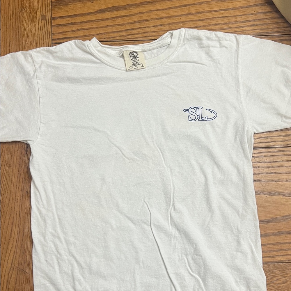 Comfort Colors White Tee with Blue Logo